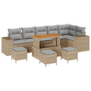 Havesofa Sæt med pude 10 pcs Beige og lys grå polyrattan