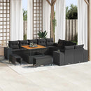 Havesofa Sæt med pude 13 pcs Sort polyrattan
