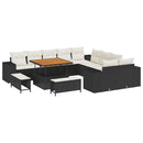 Havesofa Sæt med pude 13 pcs Sort og Cream polyrattan
