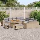 Havesofa Sæt med pude 13 pcs Beige og lys grå polyrattan