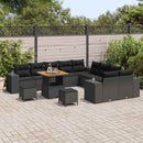 Havesofa Sæt med pude 13 pcs Sort polyrattan