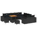 Havesofa Sæt med pude 13 pcs Sort polyrattan