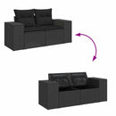 Havesofa Sæt med pude 13 pcs Sort polyrattan