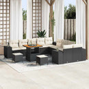 Havesofa Sæt med pude 13 pcs Sort og Cream polyrattan