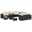 Havesofa Sæt med pude 13 pcs Sort og Cream polyrattan