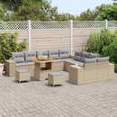 Havesofa Sæt med pude 13 pcs Beige og lys grå polyrattan