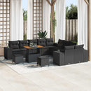 Havesofa Sæt med pude 13 pcs Sort polyrattan