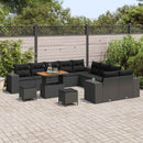 Havesofa Sæt med pude 13 pcs Sort polyrattan