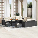 Havesofa Sæt med pude 13 pcs Sort og Cream polyrattan