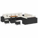 Havesofa Sæt med pude 13 pcs Sort og Cream polyrattan