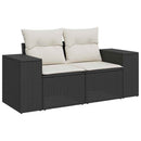 Havesofa Sæt med pude 13 pcs Sort og Cream polyrattan
