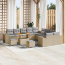 Havesofa Sæt med pude 13 pcs Beige og lys grå polyrattan