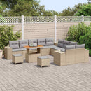 Havesofa Sæt med pude 13 pcs Beige og lys grå polyrattan