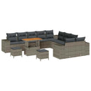 Havesofa Sæt med pude 13 pcs Grå polyrattan