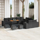 Havesofa Sæt med pude 14 pcs Sort polyrattan