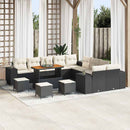 Havesofa Sæt med pude 14 pcs Sort og Cream polyrattan