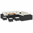 Havesofa Sæt med pude 14 pcs Sort og Cream polyrattan