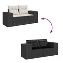 Havesofa Sæt med pude 14 pcs Sort og Cream polyrattan