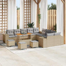 Havesofa Sæt med pude 14 pcs Beige og lys grå polyrattan