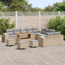 Havesofa Sæt med pude 14 pcs Beige og lys grå polyrattan