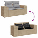 Havesofa Sæt med pude 14 pcs Beige og lys grå polyrattan