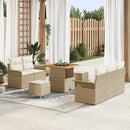 Havesofa Sæt med pude med opbevaring 8 pcs Beige og creme