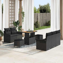 Havesofa Sæt 8 pcs Sort Polyrattan, stål og massivt akacietræ