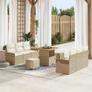 Havesofa Sæt med pude med opbevaring 9 pcs Beige og creme