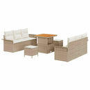 Havesofa Sæt med pude med opbevaring 9 pcs Beige og creme