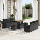 Havesofa Sæt 9 pcs Sort Polyrattan, stål og massivt akacietræ