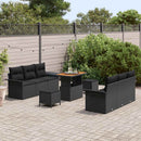 Havesofa Sæt 9 pcs Sort Polyrattan, stål og massivt akacietræ