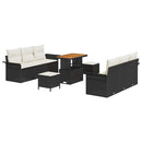 Havesofa Sæt med pude med opbevaring 9 pcs Sort og Cream
