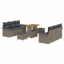 Havesofa Sæt 9 pcs Grå Polyrattan, stål og massivt akacietræ