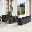 Havesofa Sæt 10 pcs Sort Polyrattan, stål og massivt akacietræ