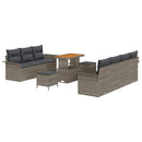 Havesofa Sæt 10 pcs Grå Polyrattan, stål og massivt akacietræ
