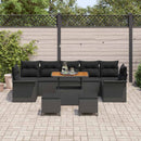 Havesofa Sæt 10 pcs Sort Polyrattan, stål og massivt akacietræ