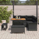 Havesofa Sæt 8 pcs Sort Polyrattan, stål og massivt akacietræ
