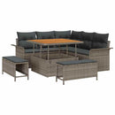 Havesofa Sæt 8 pcs Grå Polyrattan, stål og massivt akacietræ