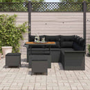 Havesofa Sæt 8 pcs Sort Polyrattan, stål og massivt akacietræ