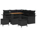 Havesofa Sæt 8 pcs Sort Polyrattan, stål og massivt akacietræ