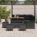 Havesofa Sæt 9 pcs Sort Polyrattan, stål og massivt akacietræ