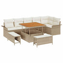 Havesofa Sæt med pude med opbevaring 9 pcs Beige og creme