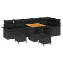Havesofa Sæt med pude med opbevaring 9 pcs Sort