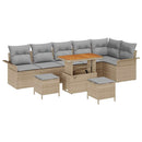 Havesofa Sæt med pude med opbevaring 9 pcs Beige og lys grå
