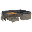 Havesofa Sæt 12 pcs Grå Polyrattan, stål og massivt akacietræ