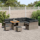 Havesofa Sæt 12 pcs Grå Polyrattan, stål og massivt akacietræ