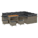 Havesofa Sæt 13 pcs Grå Polyrattan, stål og massivt akacietræ