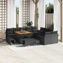 Havesofa Sæt 13 pcs Sort Polyrattan, stål og massivt akacietræ