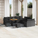 Havesofa Sæt 13 pcs Sort Polyrattan, stål og massivt akacietræ