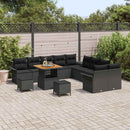 Havesofa Sæt 13 pcs Sort Polyrattan, stål og massivt akacietræ